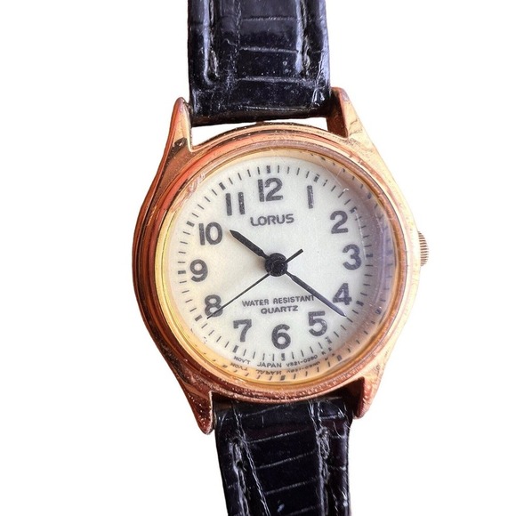 Lorus Accessories - Lorus Gold Japan Quartz Watch Black Lizard Strap